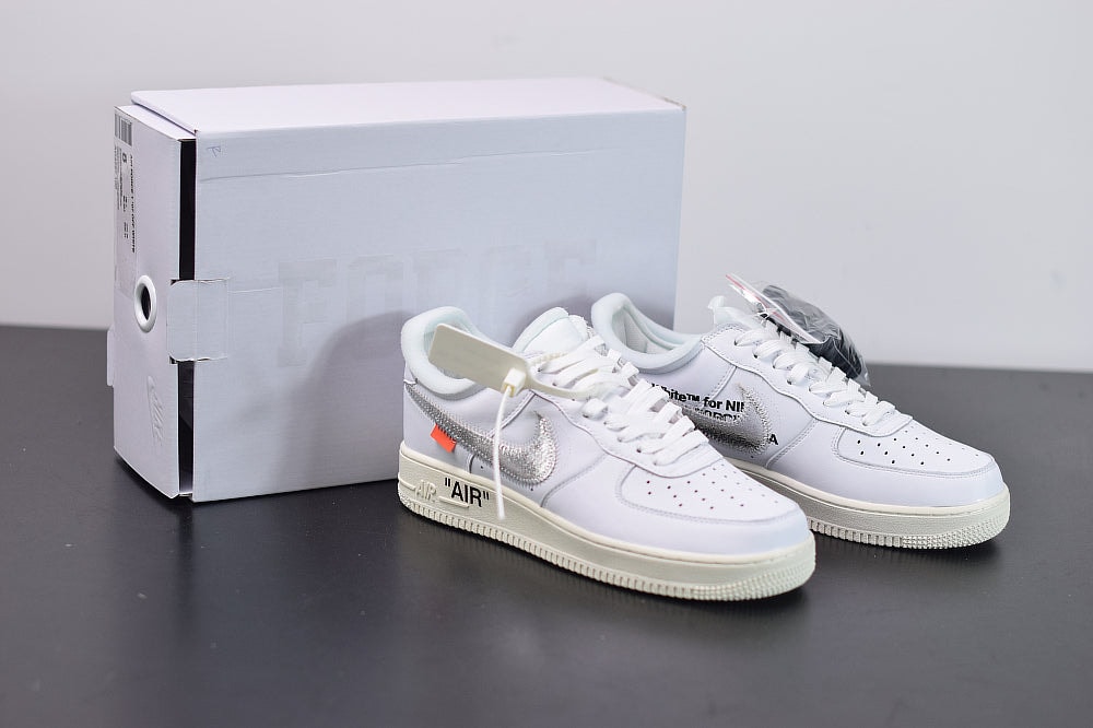 Nike Air Force 1 X Off White Metallic Silver White - Imagen 1